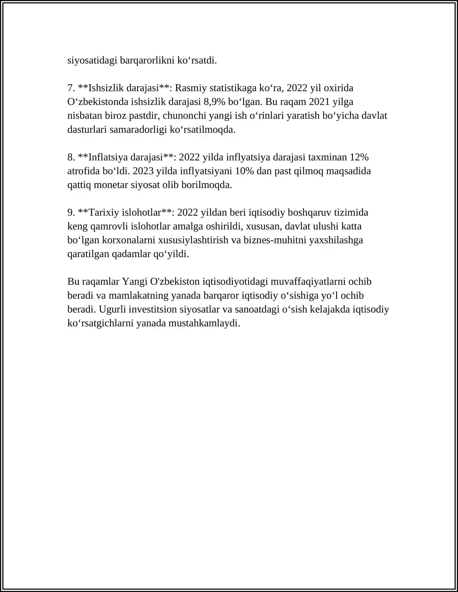 MUSTAQIL ISH: YANGI OʼZBEKISTONDA ERKIN VA FARAVON YASHAYLIK 2024-2025-o'quv yili 4