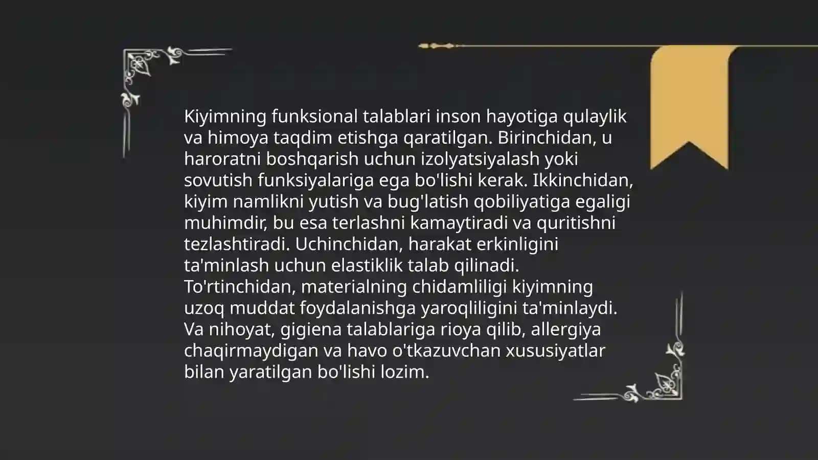 Kiyim va unga quyiladigon talablar 4