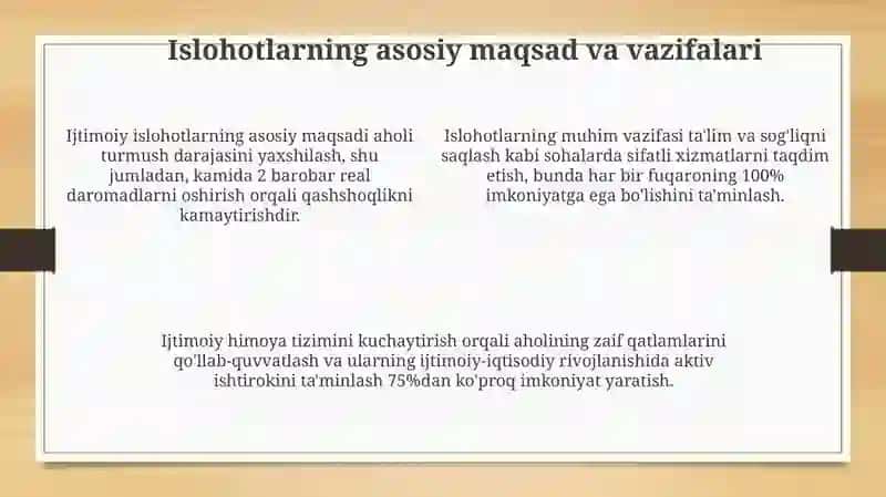O'zbekistonda ijtimoiy sohada amalga oshirilayotgan o'zgarishlar: mazmun va mohiyat 4