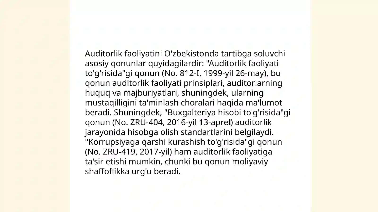 Auditorlik faoliyatining huquqiy asoslari, xalqaro audit standartlari 4