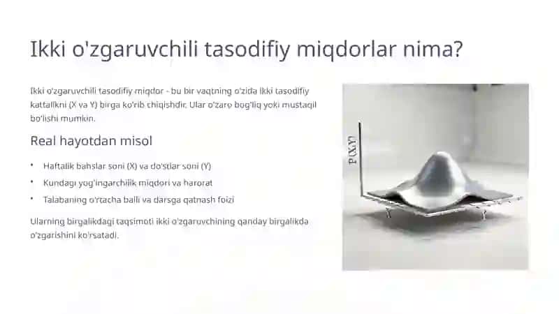 Diskret turdagi ikki o'zgaruvchili tasodifiy miqdorning taqsimot qonuni 4