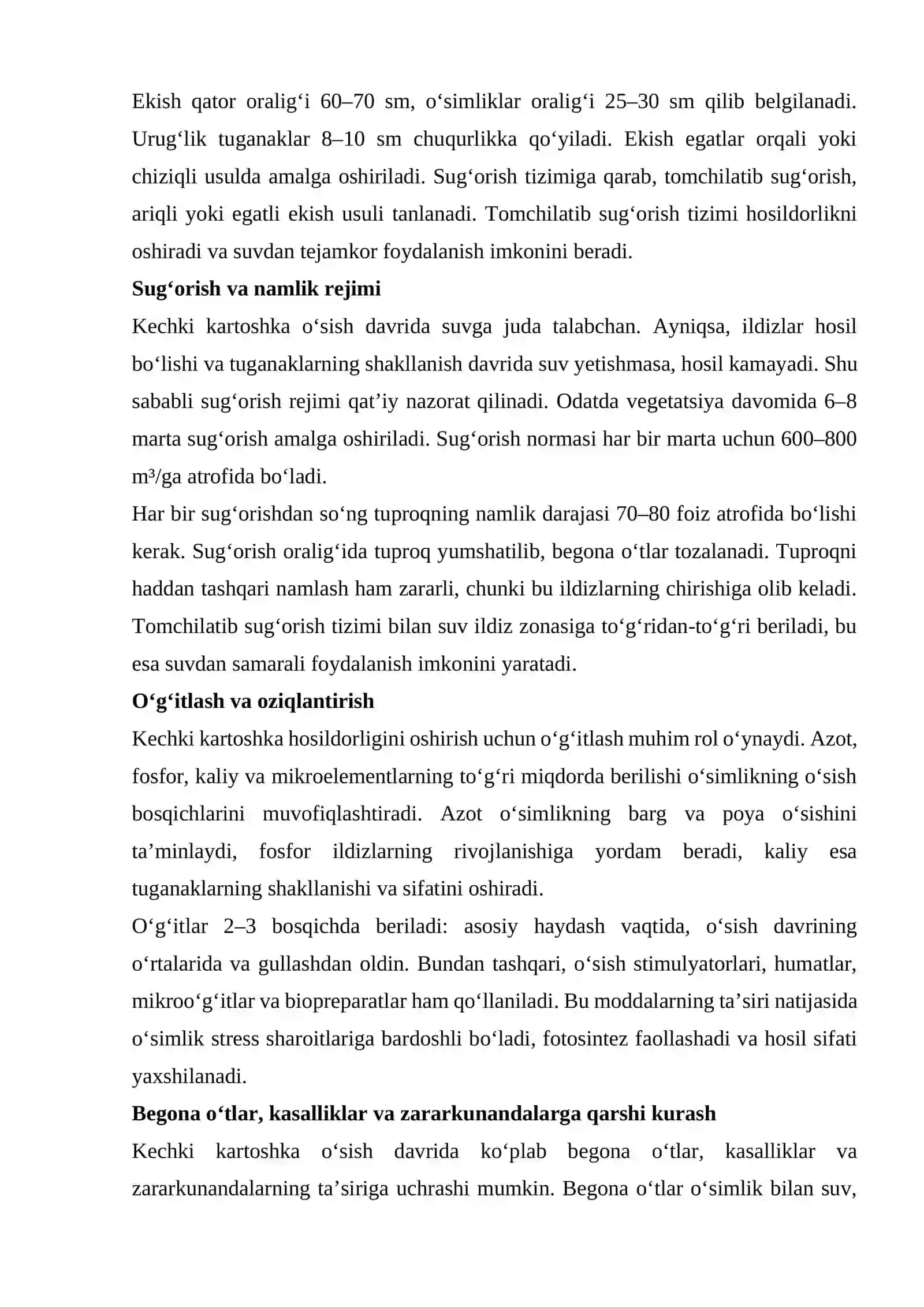 Kechki kartoshka yetishtirish texnologiyasi 4