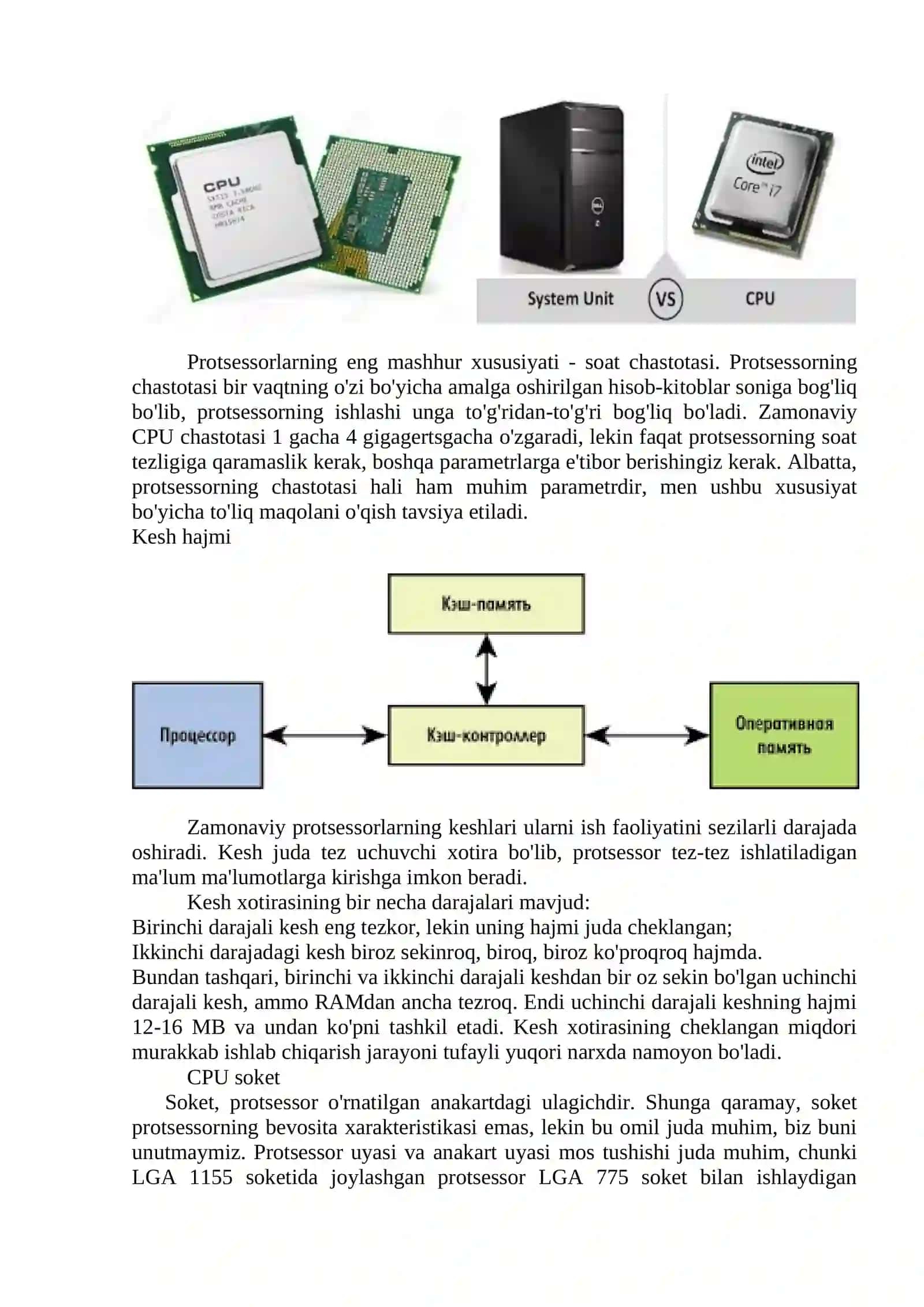 Protsessorlarining tuzilishi, turlari, xususiyatlari va bajaradigan vazifalari 4