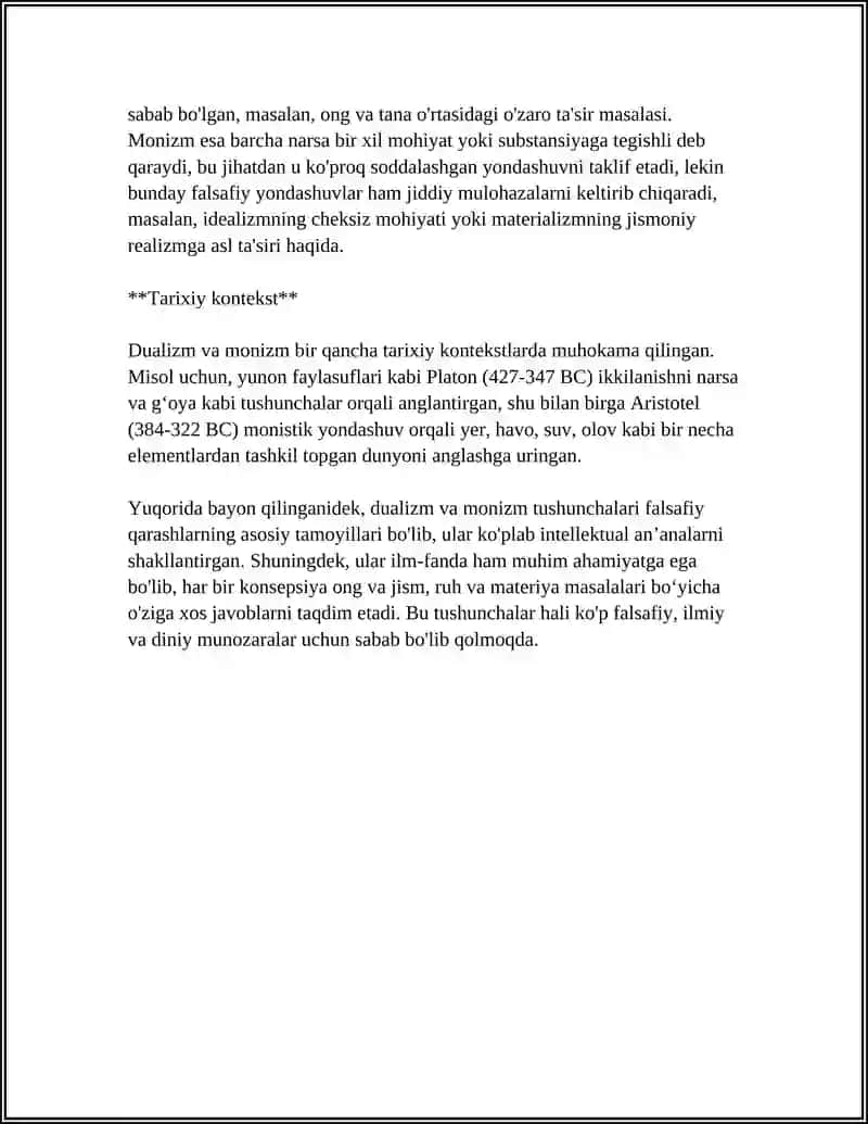 INSON TUSHUNISHGA DUALIZM VA MONIZM NUQTAI NAZARIDAN YONDASHUV 4