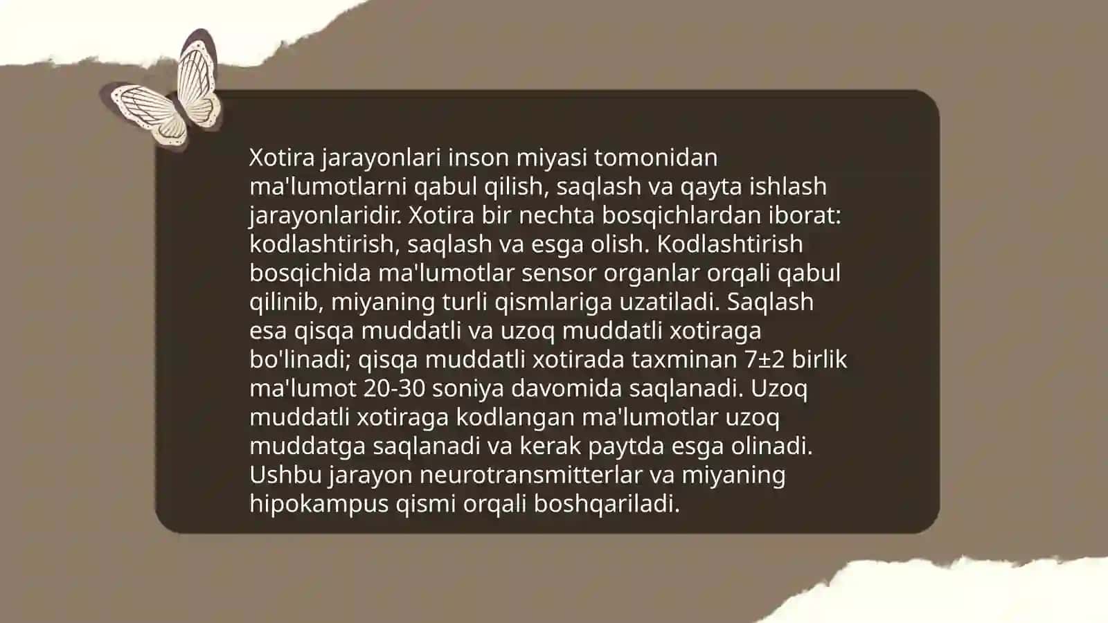 Xotira jarayonlari va turlarini yoritish 4