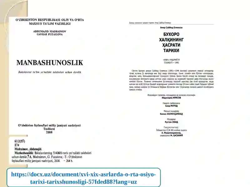 XVI-XIX asr O’zbekiston tarixshunosligining davrlashtirish masalalari 4