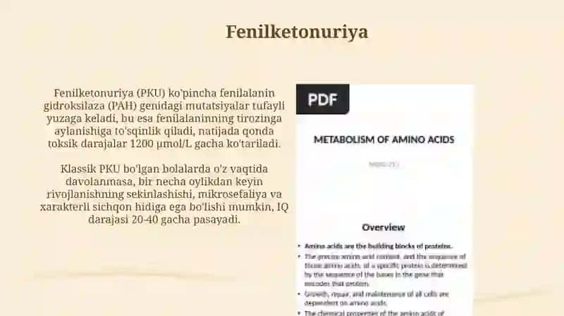 Aminokislatalar almashinuvi nasliy kasalliklari 4