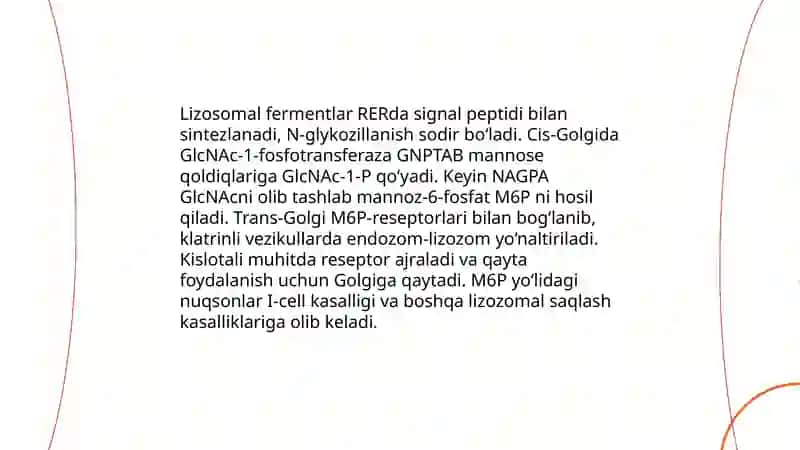 Lizosomal fermentlar va ularning irsiy kasalliklari ( Pompe, Gaucher va boshqalar) 4