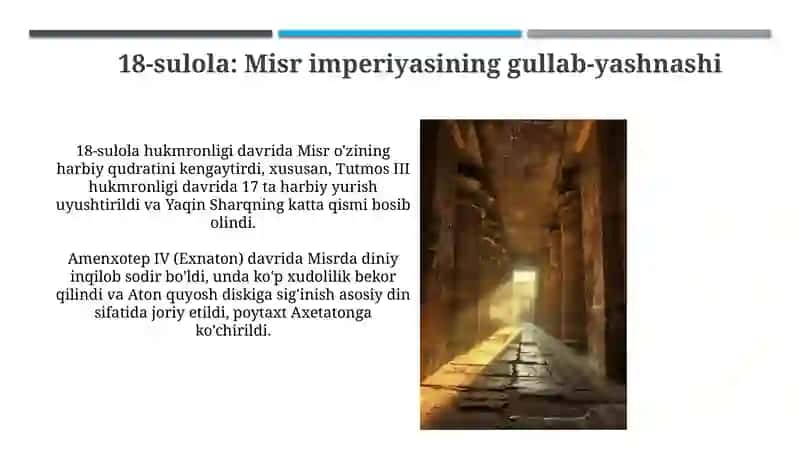 Soʻnggi podsholik davrida Misr ( mil.avv. XVI-XII asrlar va mil.avv.XI-IV asrlar) 4