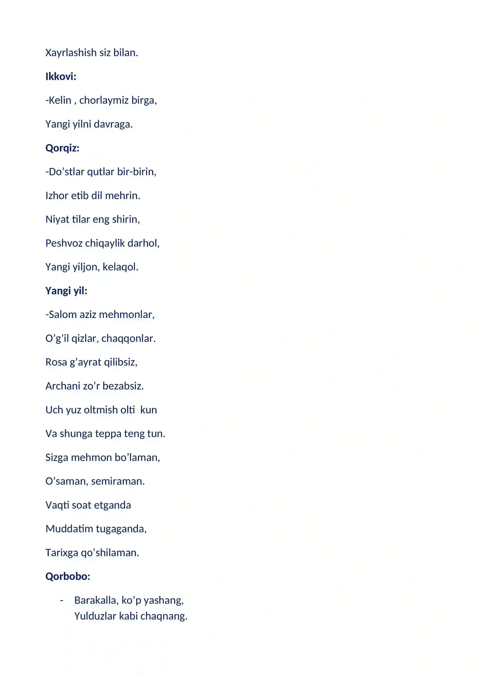 “Yangi yil bayrami” senariysi 4