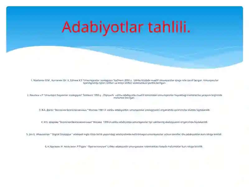 UMURTQASIZHAYVONLARNING XILMA-XILLIGI VA TURLI MUHIT SHAROITIGA MOSLASHUV 4