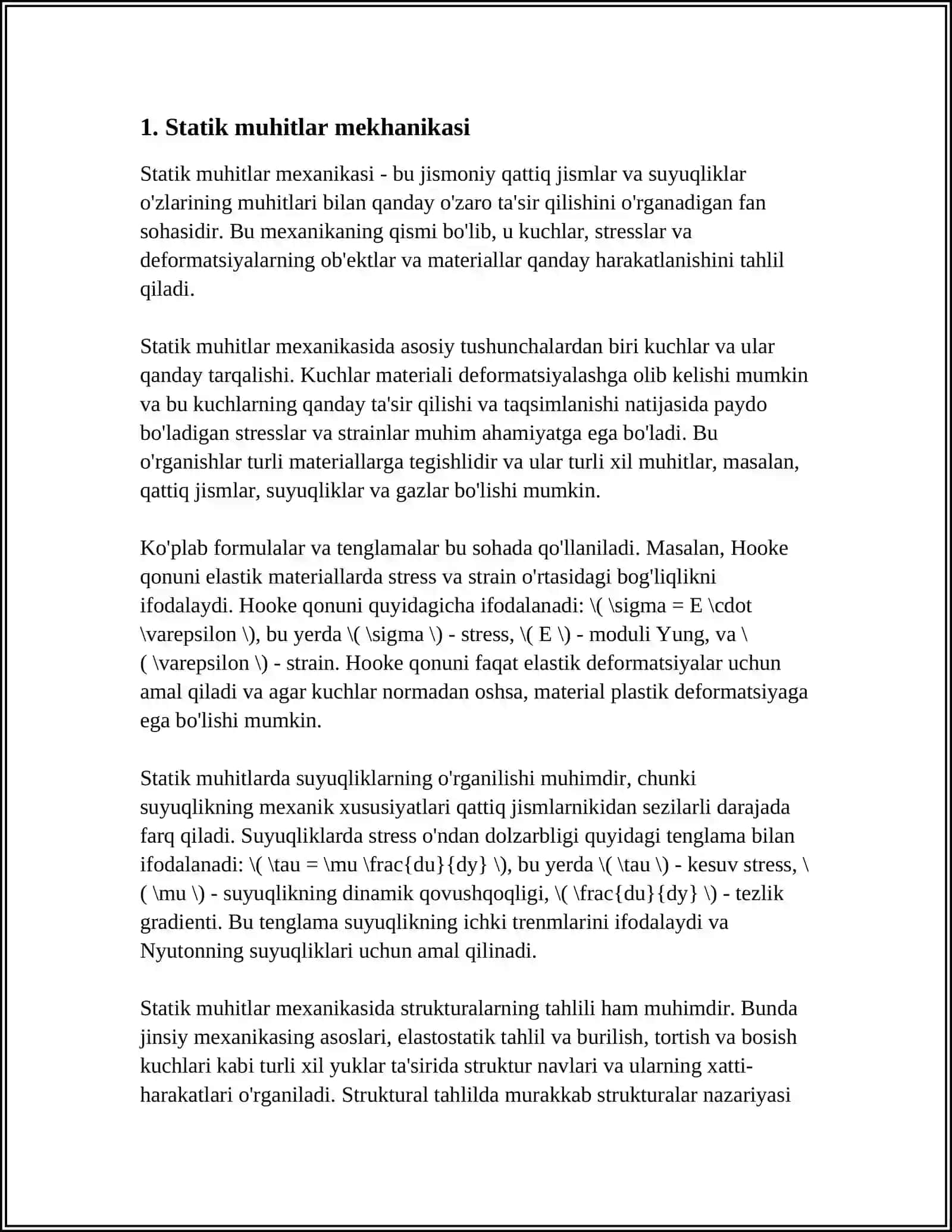 TUTASH MUHITLAR MEXANIKASI MASALALARINING QÒYILISHI 4