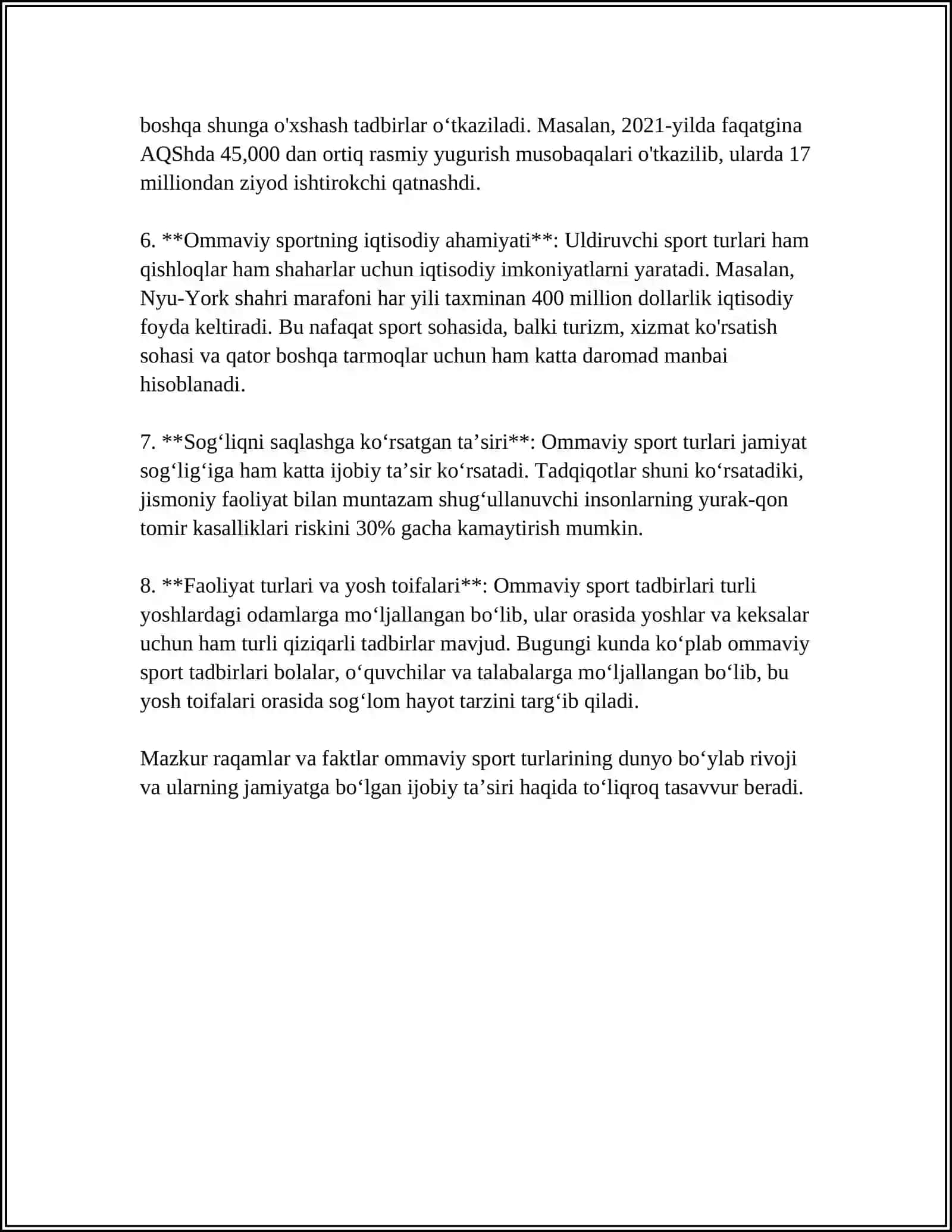 OMMAVIY SPORT TURINING TOMOSHABINGA TASIRI 4
