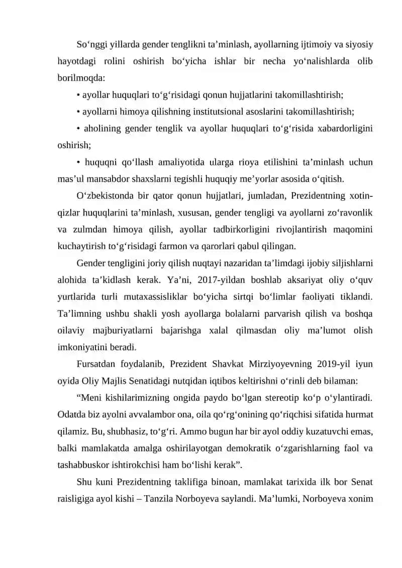 O'ZBEKISTONDA GENDER TENGLIK SIYOSATI 4