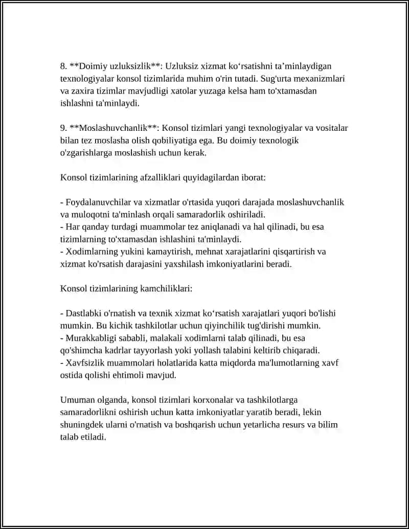 KONSOL TIZIMLARI AFZALLIKLARI VA KAMCHILIKLARI 4