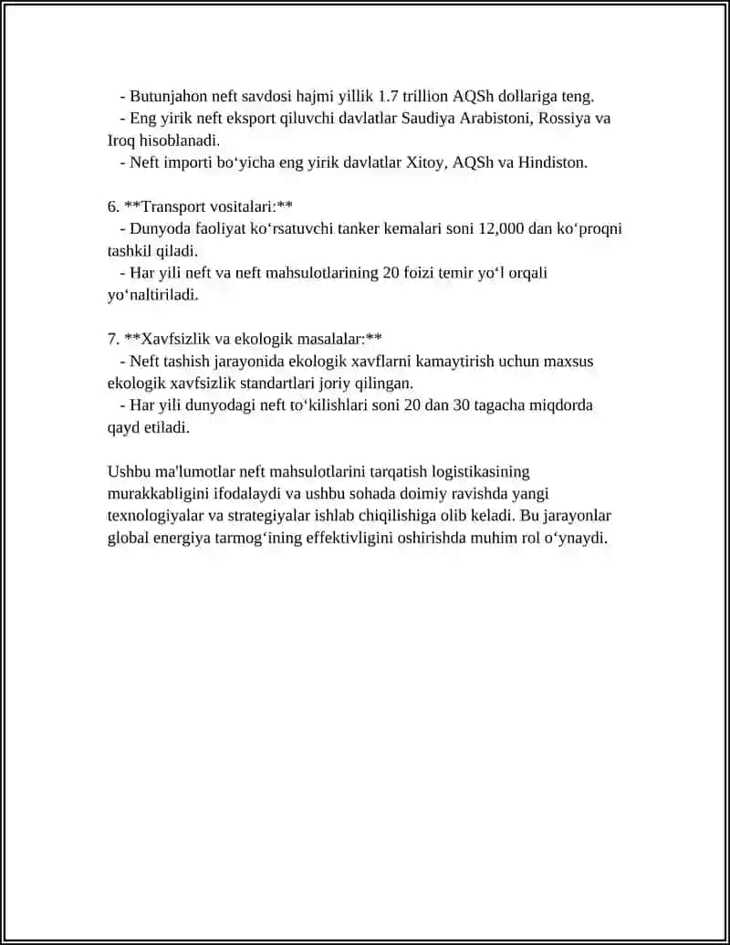 NEFT MAXSULOTLARINI TARQATISHDA LOGISTIKA 4