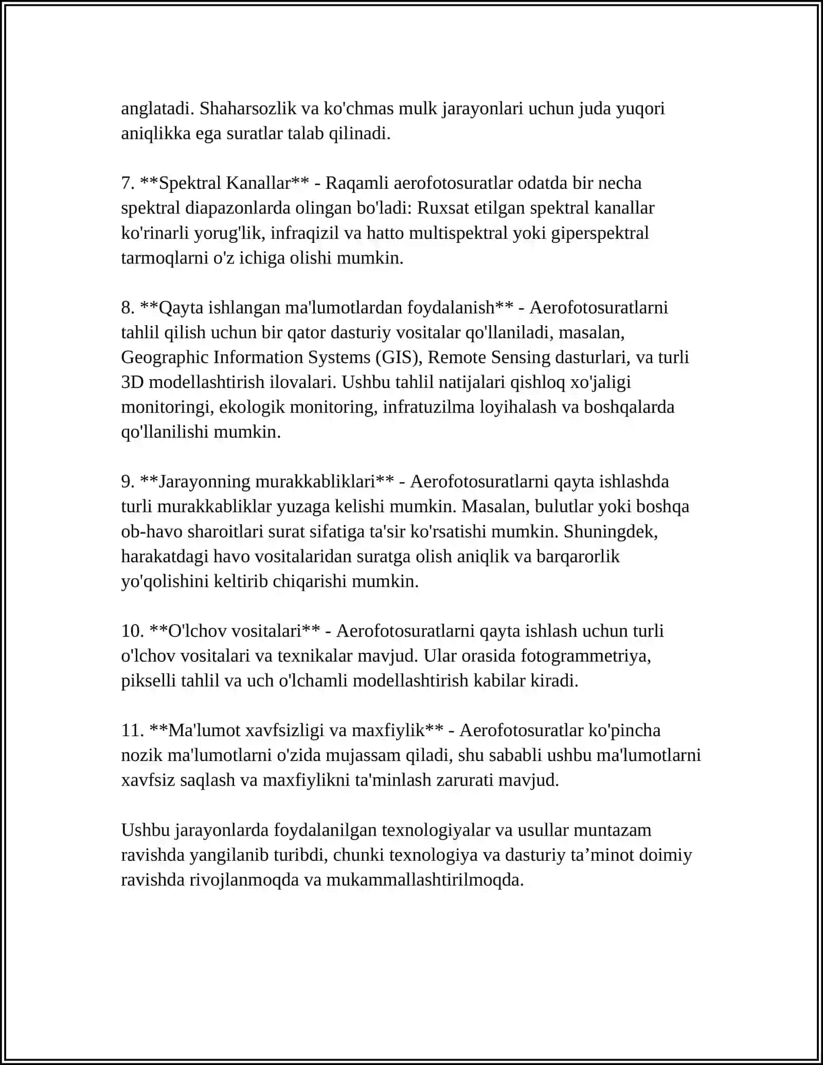 FOTOGRAMETRIYA VA YERNI MASOFADAN ZONDLASH FANIDAN TURLI QAYTA ISHLASH MAVZUSIDA 4