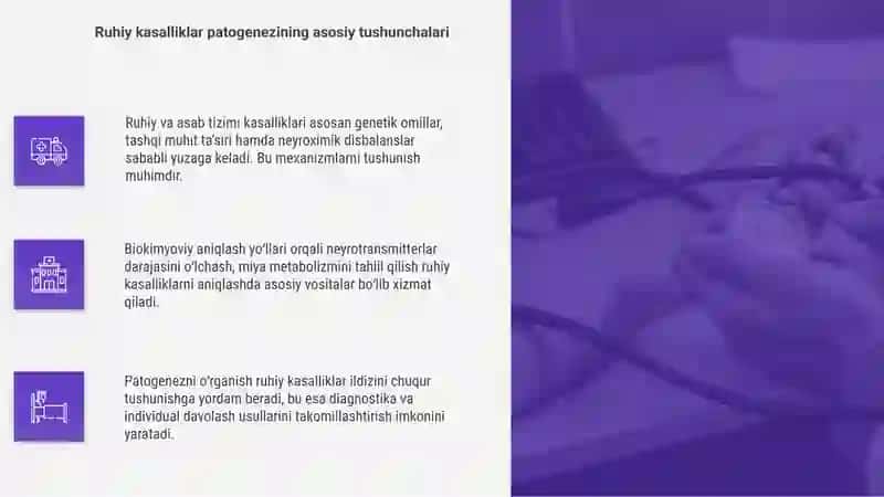 Ruhiy va asab tizimi kasalliklari kelib chiqish mexanizmlarining biokimyoviy aniqlash yo‘llari 4