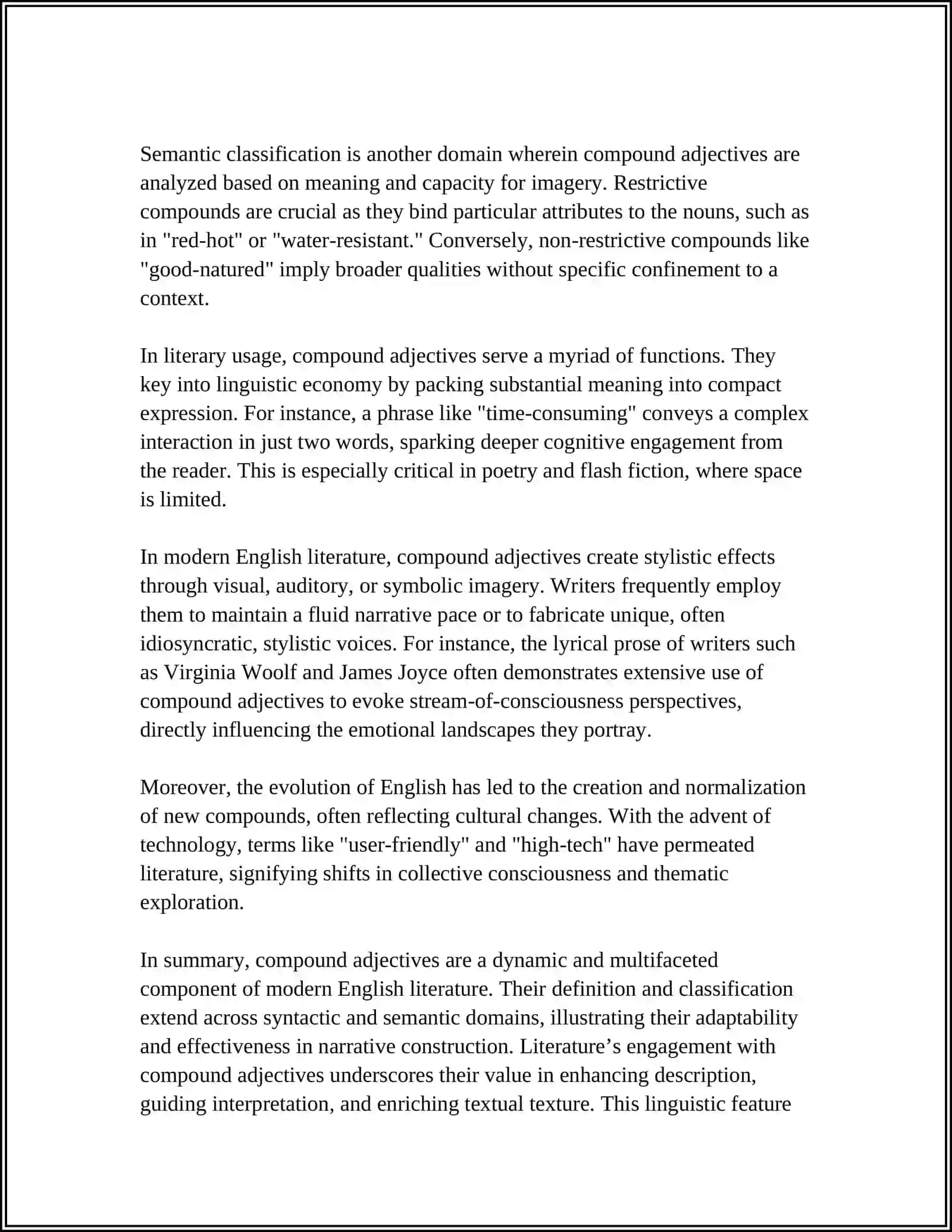 A STUDY OF COMPOUND ADJECTIVES AND THEIR USAGE IN MODERN ENGLISH LITERATURE 4