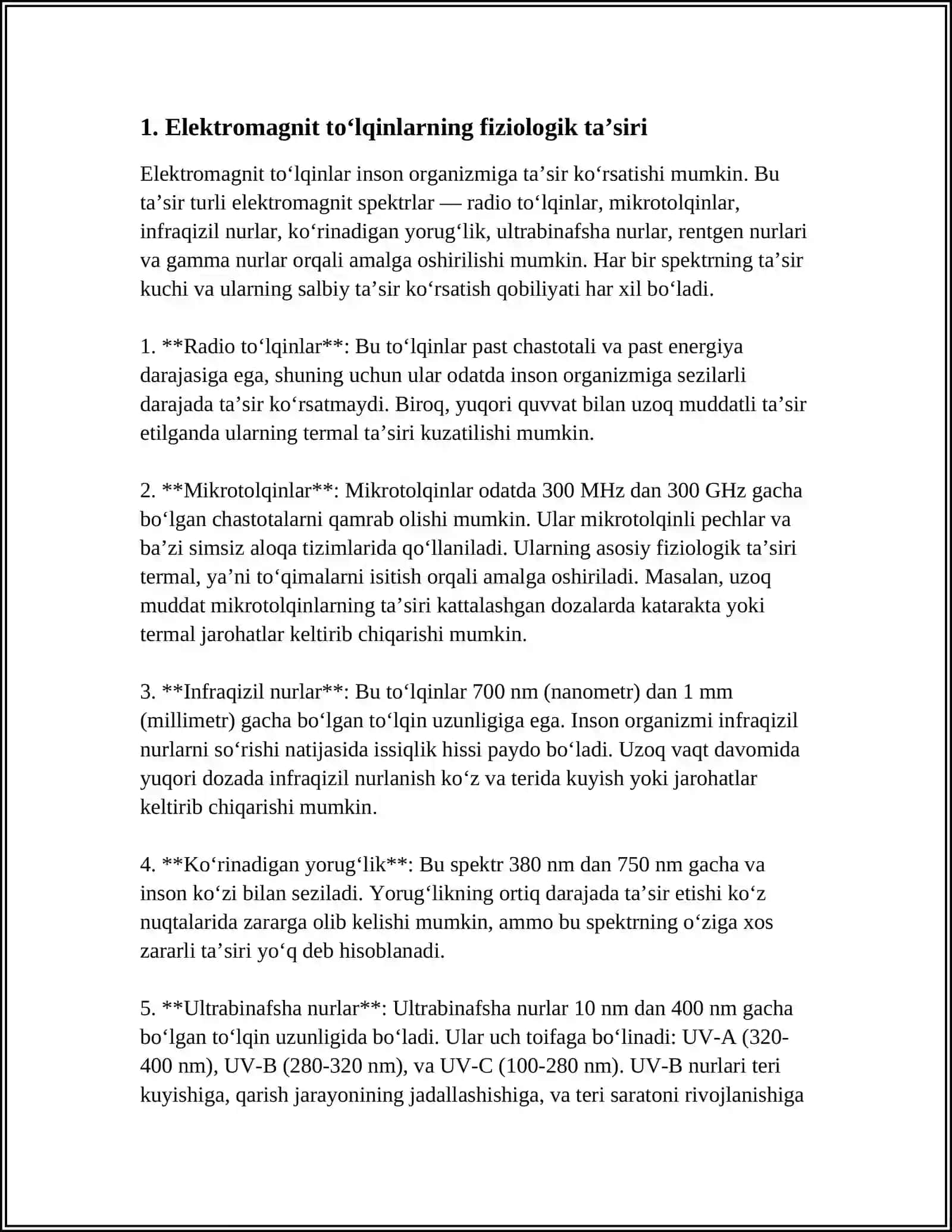 Elektromagnit to‘lqinlarning fiziologik ta’siri 4