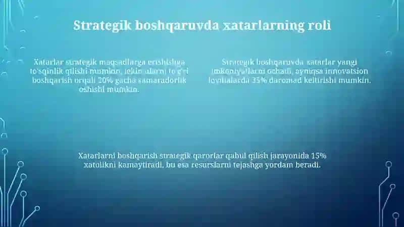 Strategik boshqaruvda xatarlarni aniqlash va baholash 4