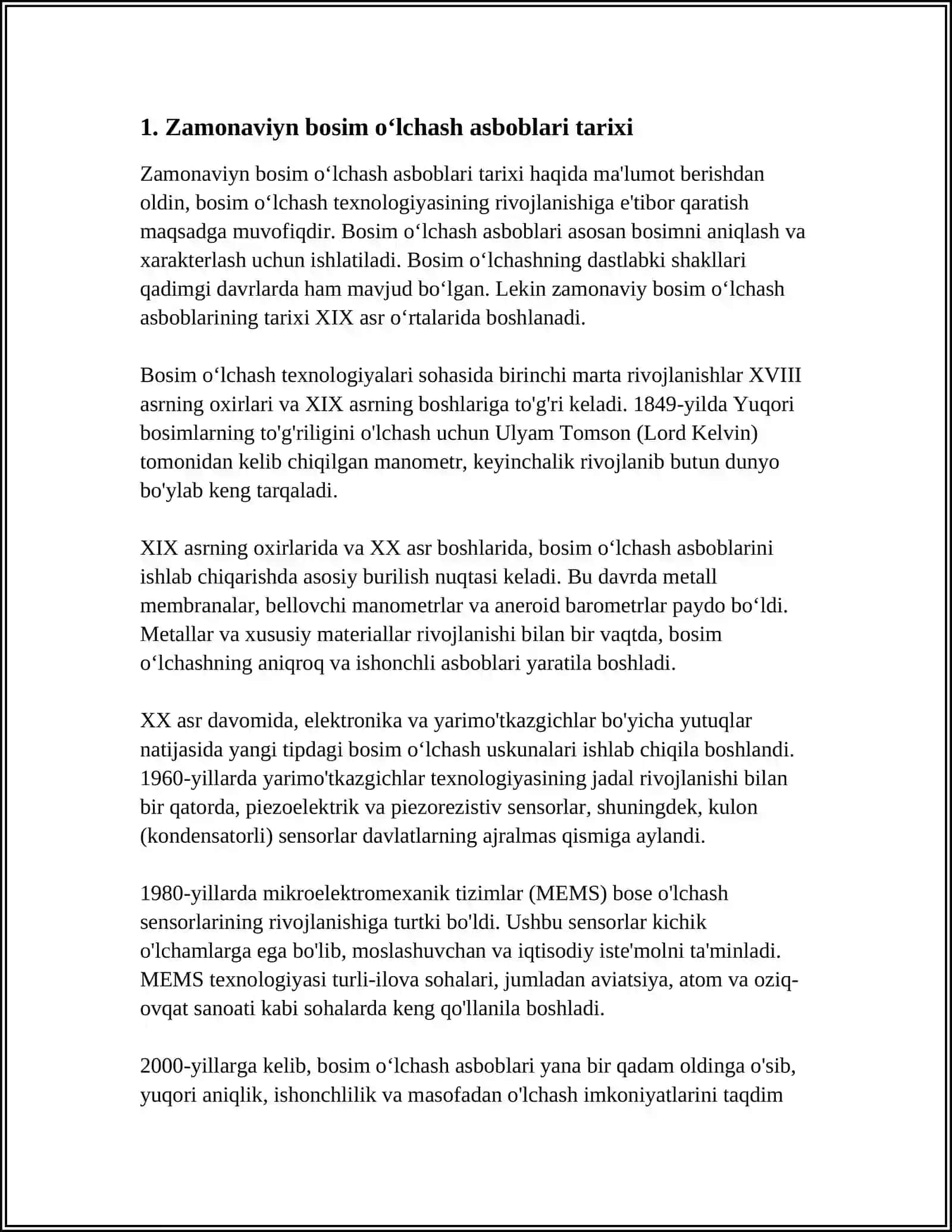ZAMONAVIY BOSIMNI ÕLCHASH ASBOBLARI.ARXIMED QONUNINING TAXLILI 4