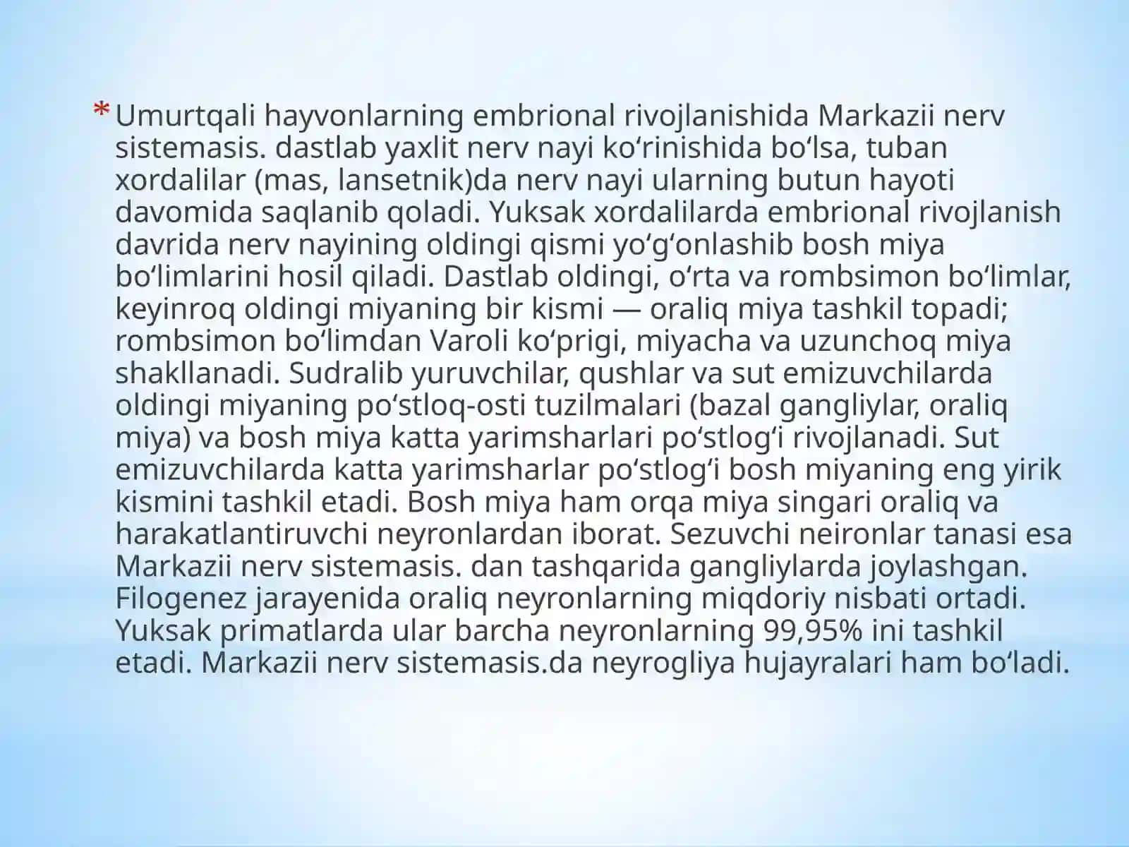 Umurtqalilar markaziy asab tizimining tuzilishi va vazifasi 4
