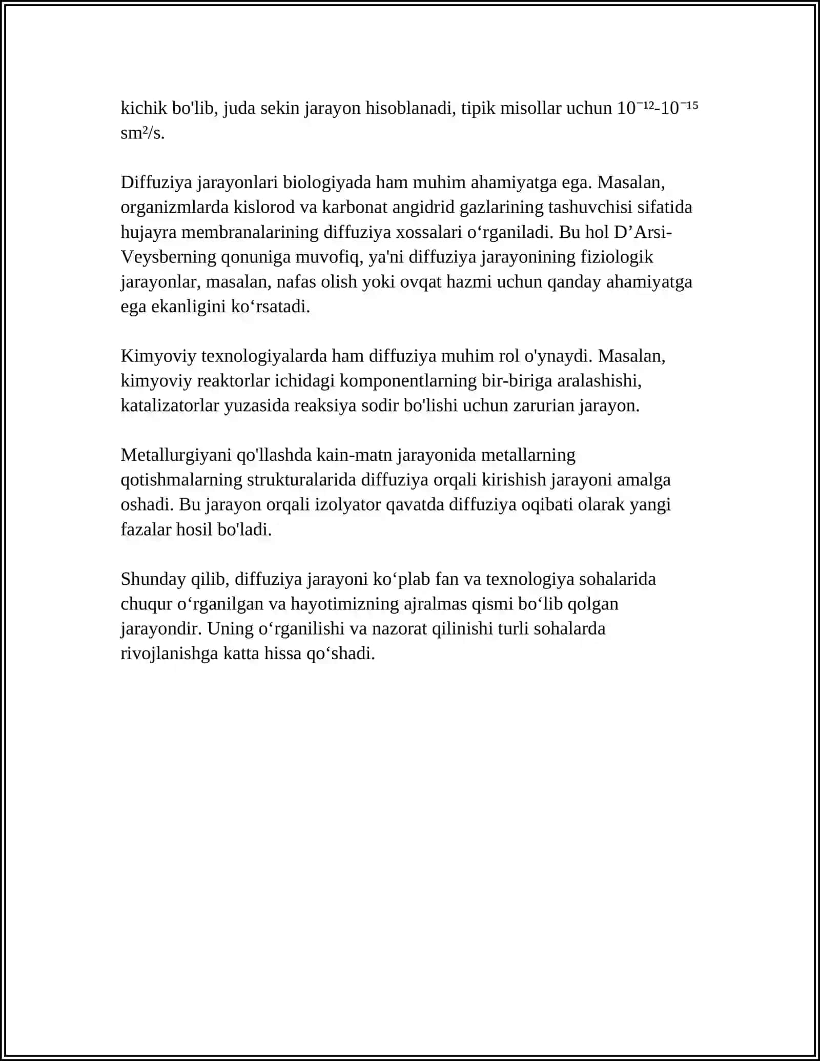 DIFFUZIYA,ISSIQLIK ÓTKAZUVCHANLIK VA QOVUSHQOQLIK, FAZOVIY ÒTISHLAR 4