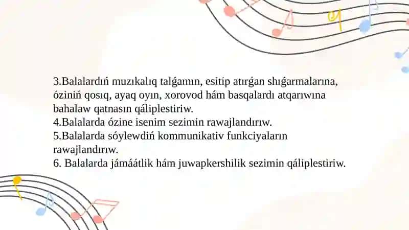Muzıkalıq qábiliyet hám tıńlaw kónlikpelerin rawajlandırıwǵa tiyisli metodikalıq usınıslar 4