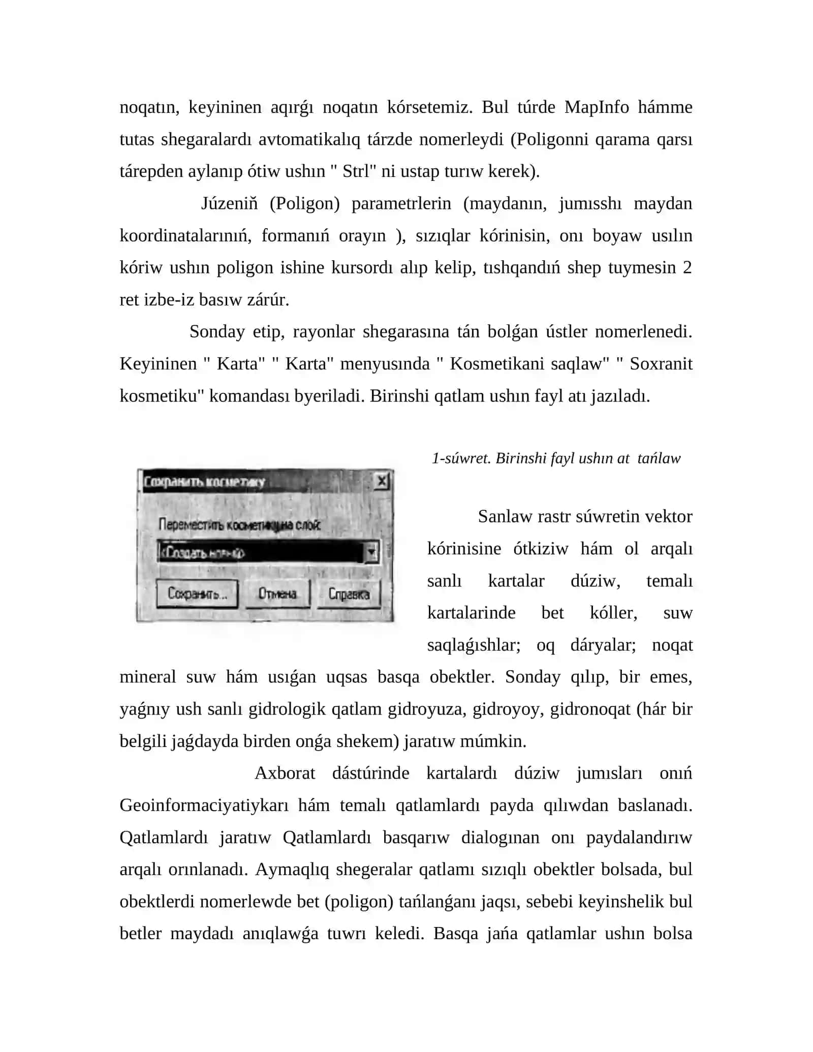 Kartaniń jańa mazmunlı qatlamların jaratıw hám saqlaw 4