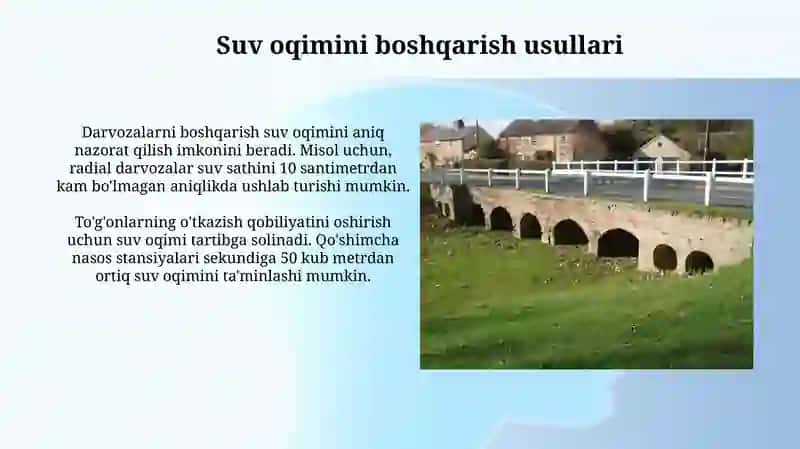 Gidravlik tuzilmalarda suv oqimini boshqarish va xavfsizlikmasalalari 4