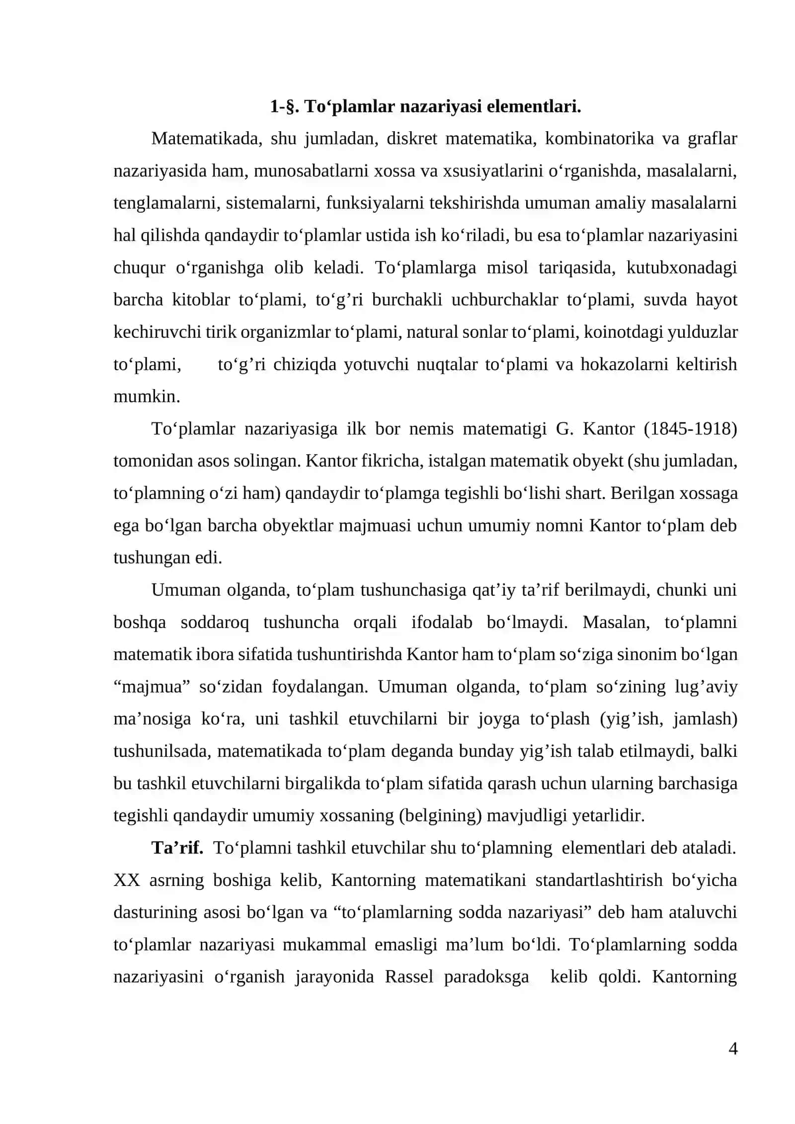 Diskret matematika va matematik mantiq fanidan misol va masalalar to‘plami 4