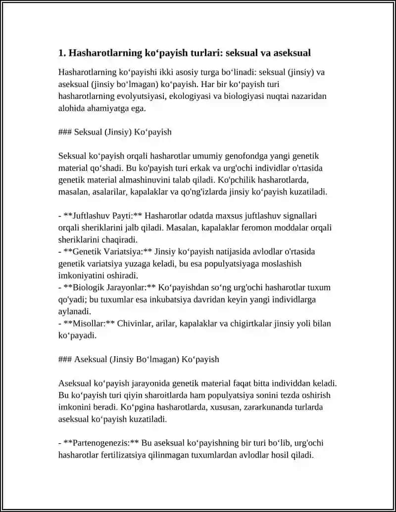 HASHAROTLARNING KOʻPAYISHI, RIVOJLANISHI VA HAYOT KECHIRISHI 4