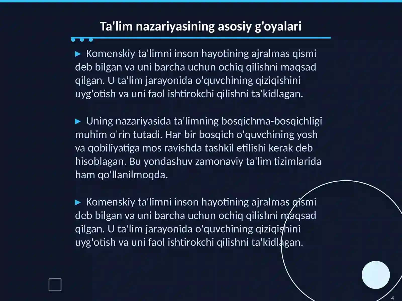 Komenskiyning pedagogik g'oyalari 4