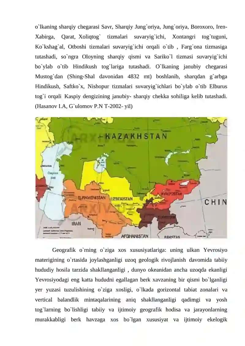 Markaziy Osiyo tabiiy resurslari geografik tarqalishi 4
