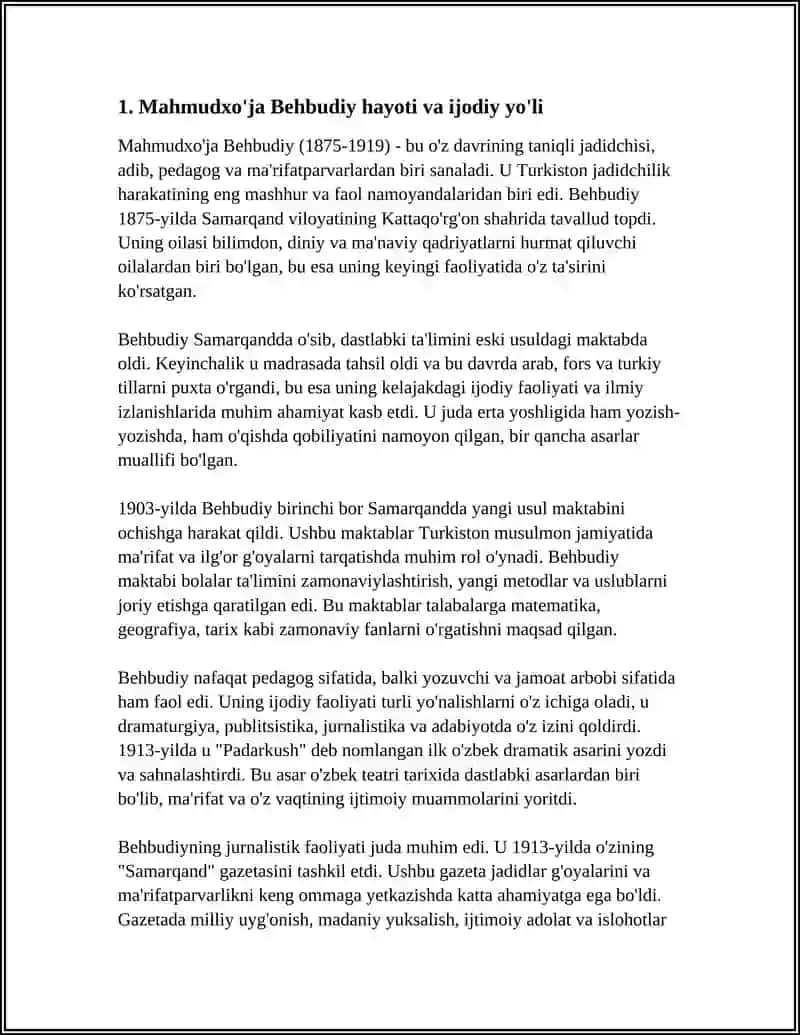 JADID MA'RIFAT PARVARI MAHMUDXO'JA BEHBUDIY FAOLIYATI 4