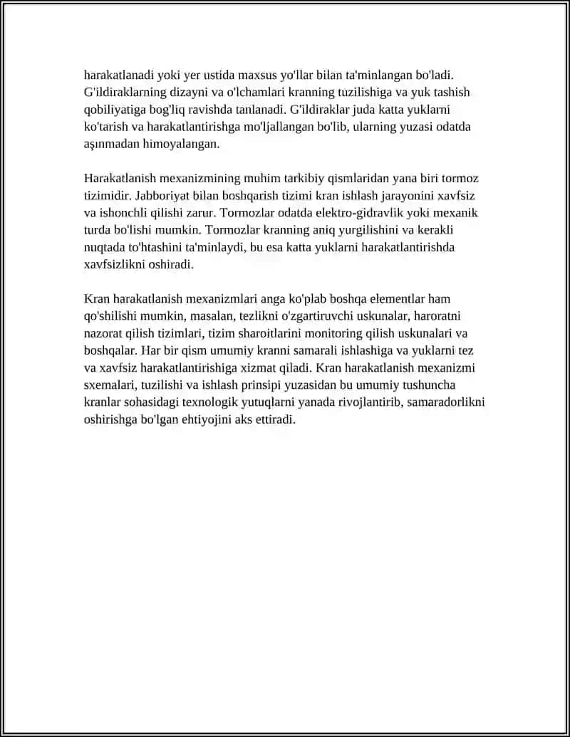 KRANLAR HARAKATLANISH MEXANIZMI SXEMALARI. TUZILISHI VA ISHLASH PRINSIPI 4