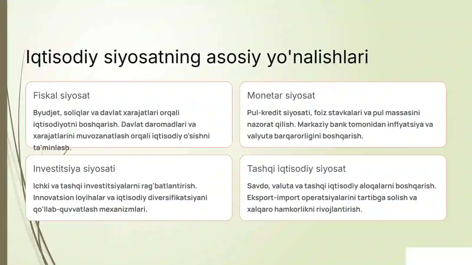 Iqtisodiy siyosatning dastak va vositalari 4