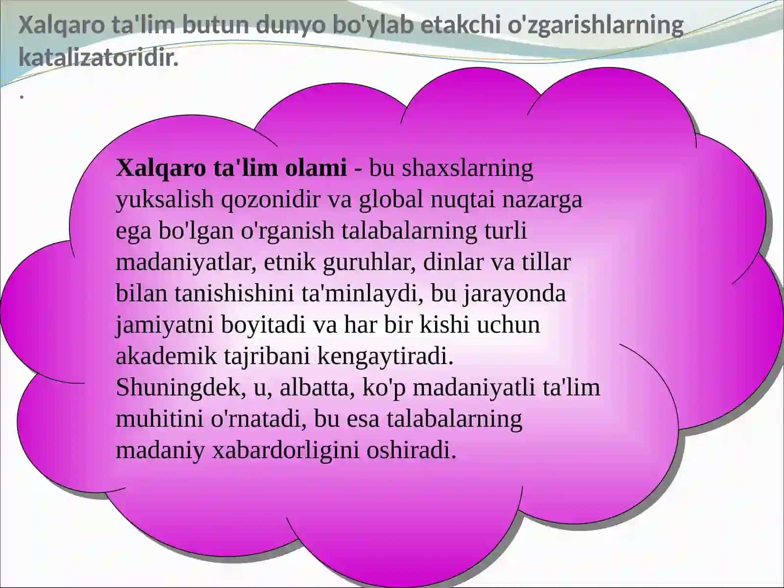 Boshlang`ich ta`limda xalqaro ta`lim dasturlarining ahamiyati.Xalqaro baholash dasturlari metodologiyasi va me`yoriy asoslari 4