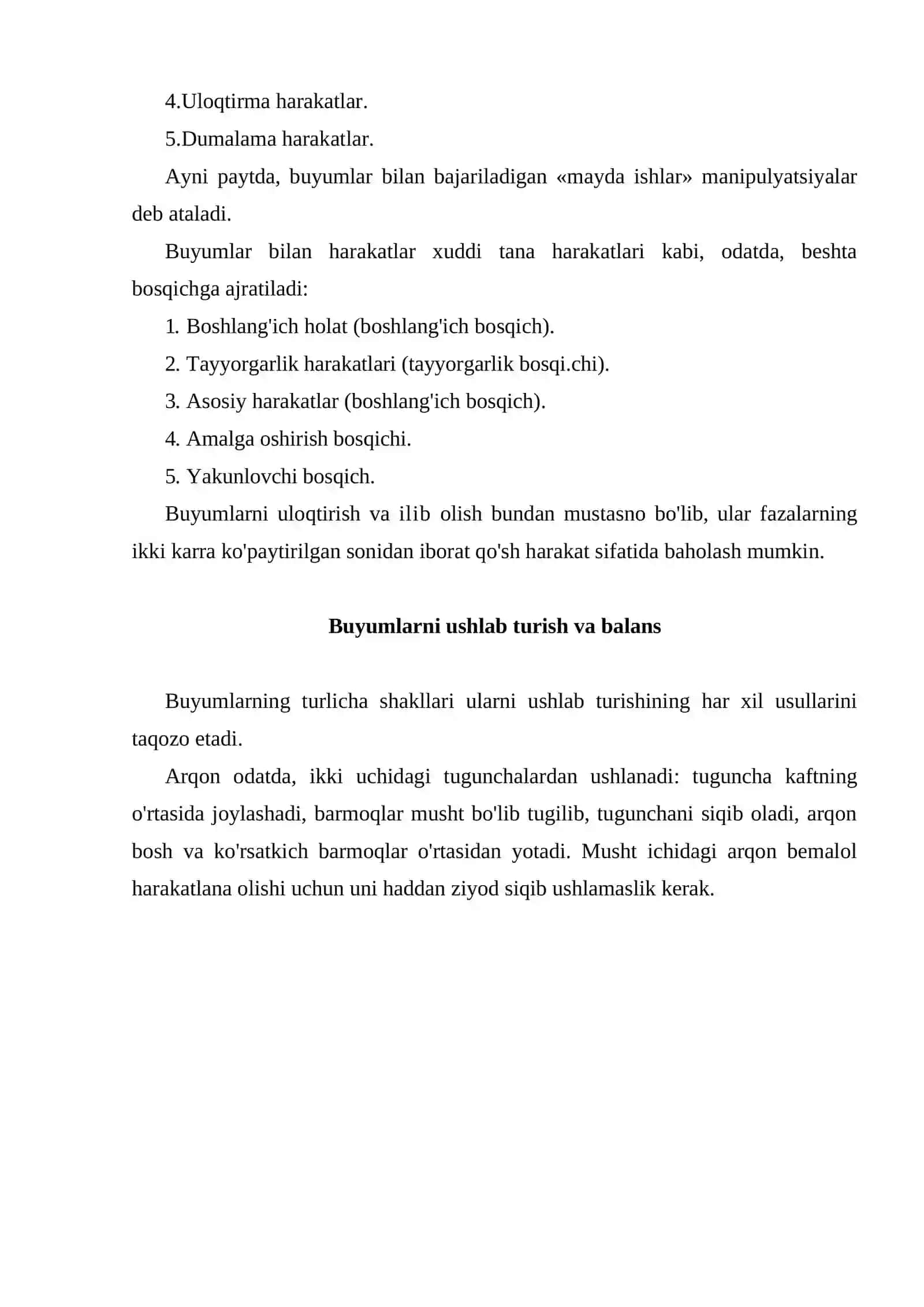 Badiiy gimnastikada buyum bilan bajariladigan mashqlar va ularning alohida xususiyatlari 4