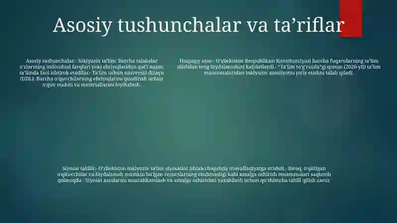 Inkluziv Ta'limning Meyoriy-Huquqiy Bazasini Tahlil Qilish 4