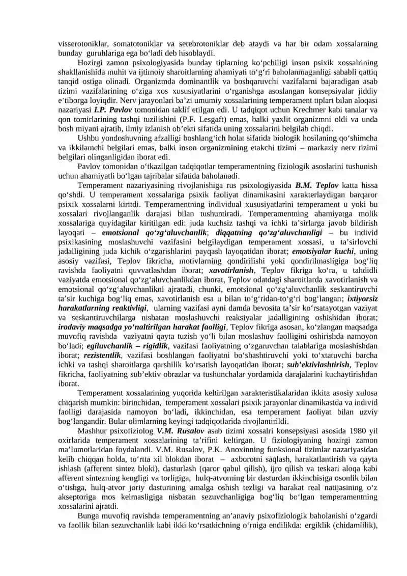 Temperament va shaxs. Xarakter strukturasi va tipologiyasi. Qobiliyatlar va ularning turlari 4