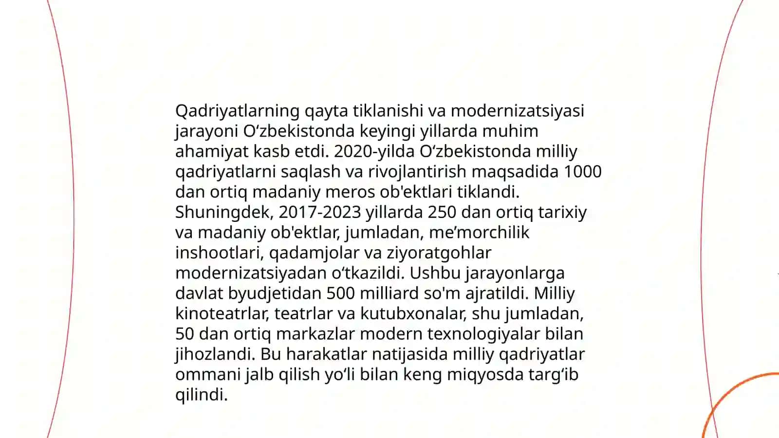 MUSTAQILLIK YILLARIDA O‘ZBEKISTONDAGI MAʻNAVIY VA MADANIY TARAQQIYOT: QADRIYATLAR VA AN`ANALARNING QAYTA TIKLANISHI 4