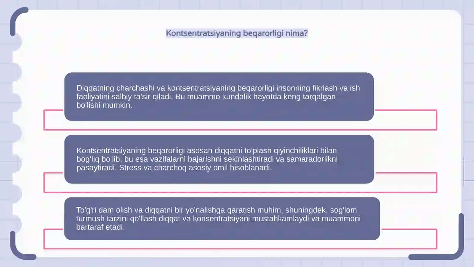 Diqqatning charchashi va kontsentratsiyaning beqarorligi 4