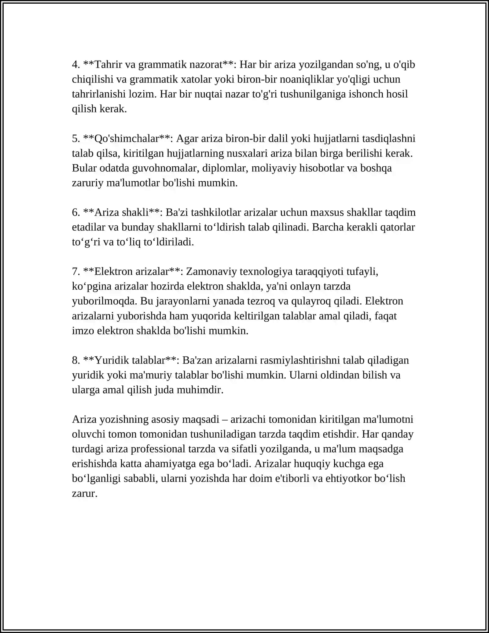 WORD MATN TAXIRLAGICHIDA TURLI XIL BLANKALAR YARATISH (ARIZA, KASALLIK KARTASI,ANALIZLAR BLANKASI VA H.K.) 4
