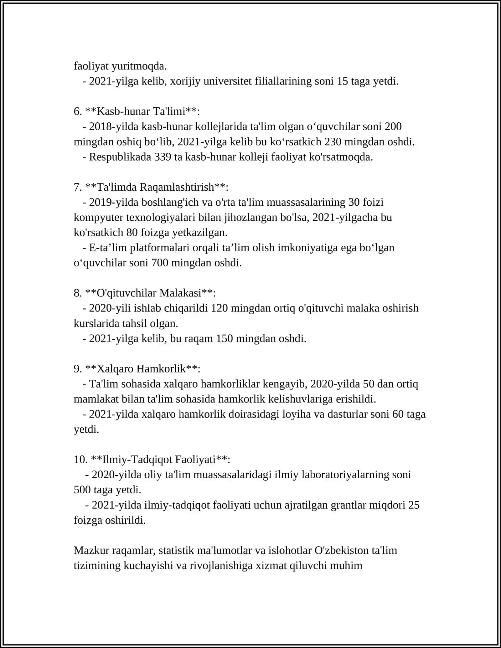 OZBEKISTONDA IJTMOIY SOHADA AMALGA OSHIRLAYOTGAN OZGARISHLAR MAZMUM VA MOHIYATI 4