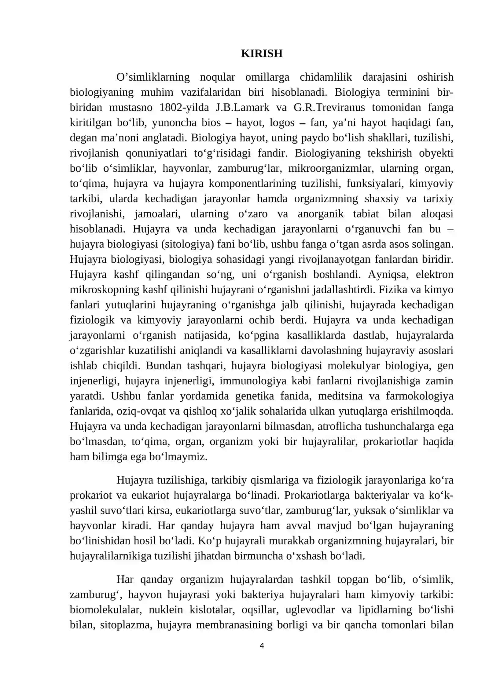 O’simliklarning noqulay omillar ta’sirlarga chidamliligi (Qurg’oqchilikka, yuqori va past haroratga) kurs ishi 4