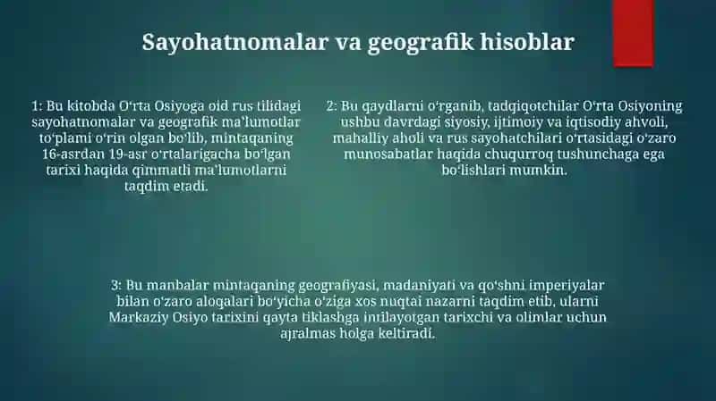 OʻRta Osiyoning Xvi-Xix Asrning Birinchi Yarmi Tarixiga Oid Rus Tili Manbalari 4