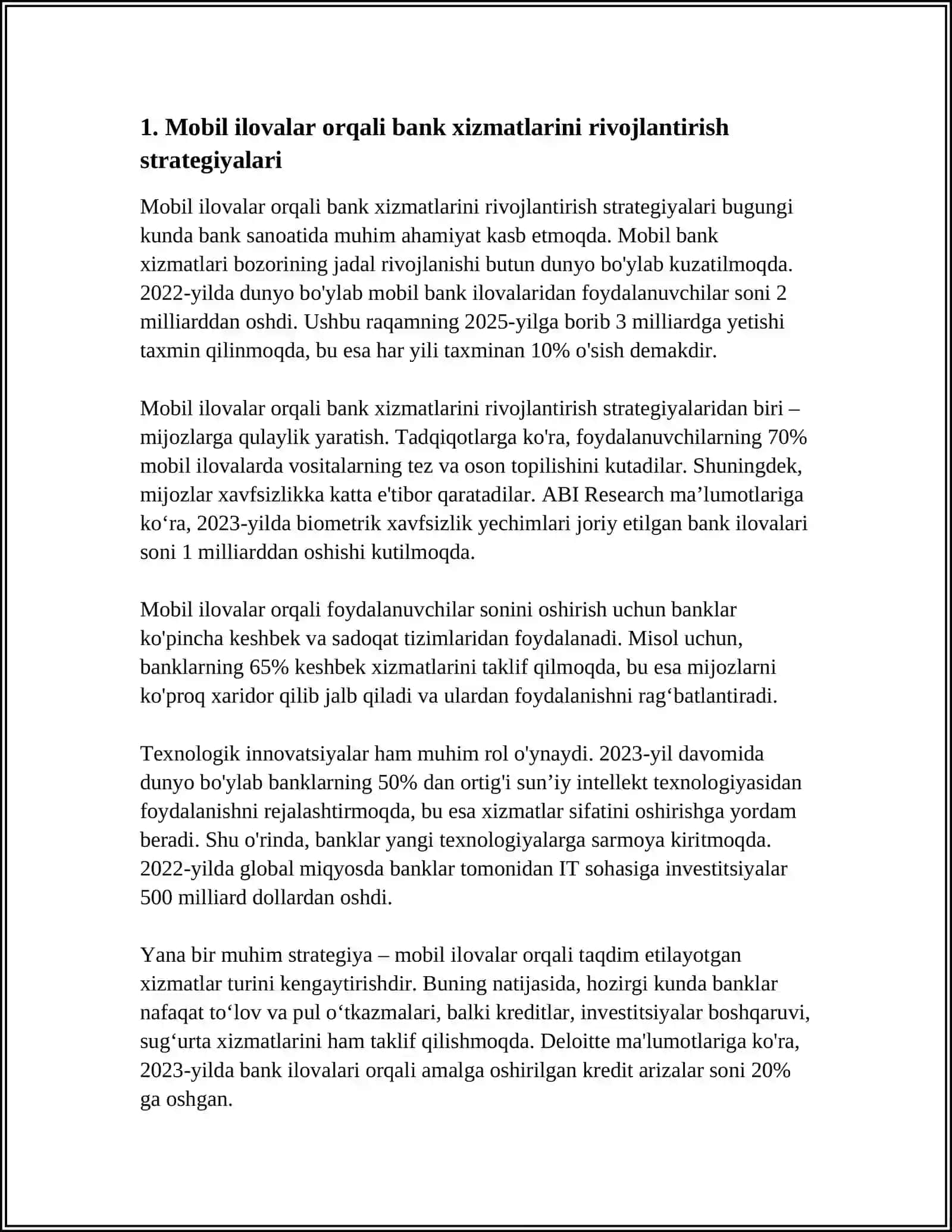 MOBIL TEXNALOGIYALAR ASOSIDA ELEKTRON BANK XIZMATLARINI RIVOJLANTIRISH 4