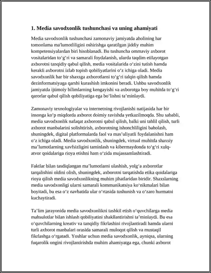 NIMA UCHUN SIZ MEDIA SAVODXON BOʻLISHINGIZ KERAK? 4